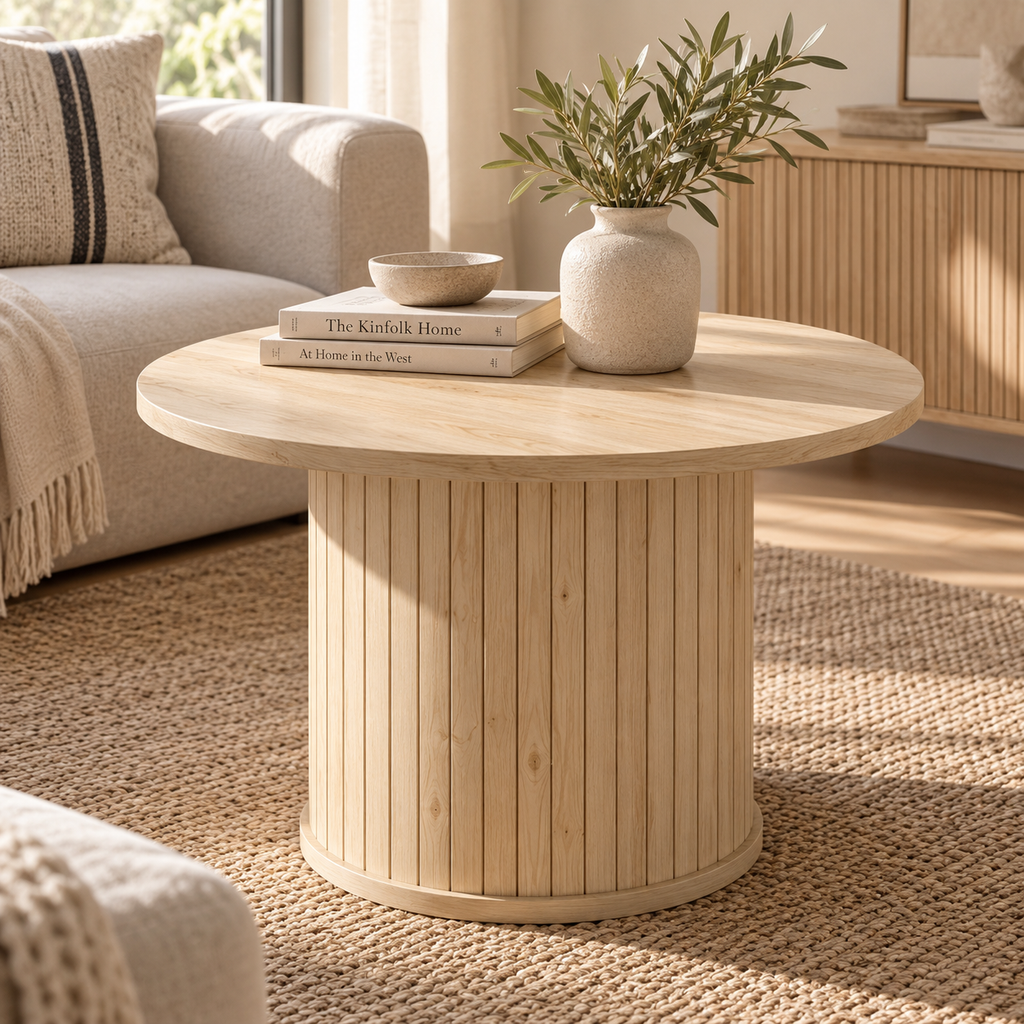 Mesa de Centro Redonda Ø60 cm Madera Natural | MooM Decó