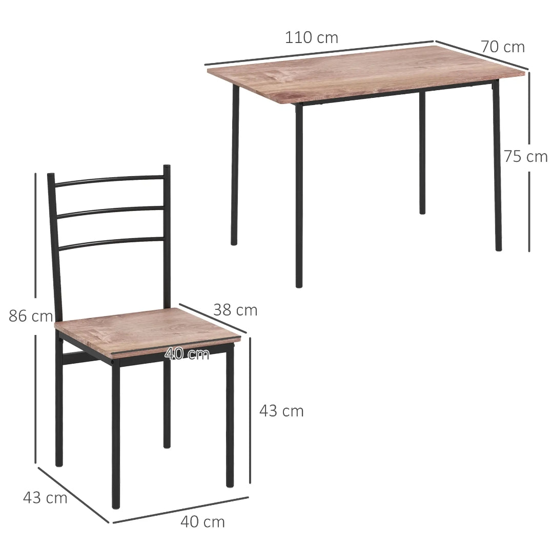 Conjunto Comedor Mesa y 4 Sillas Madera y Negro | MooM Decó