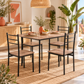 Conjunto Comedor Mesa y 4 Sillas Madera y Negro | MooM Decó