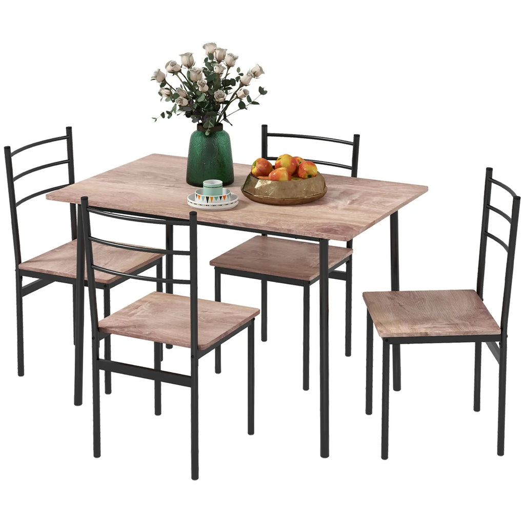 Conjunto Comedor Mesa y 4 Sillas Madera y Negro | MooM Decó