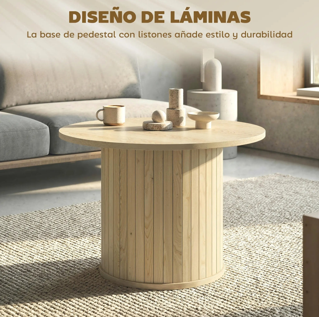 Mesa de Centro Redonda Ø60 cm Madera Natural | MooM Decó