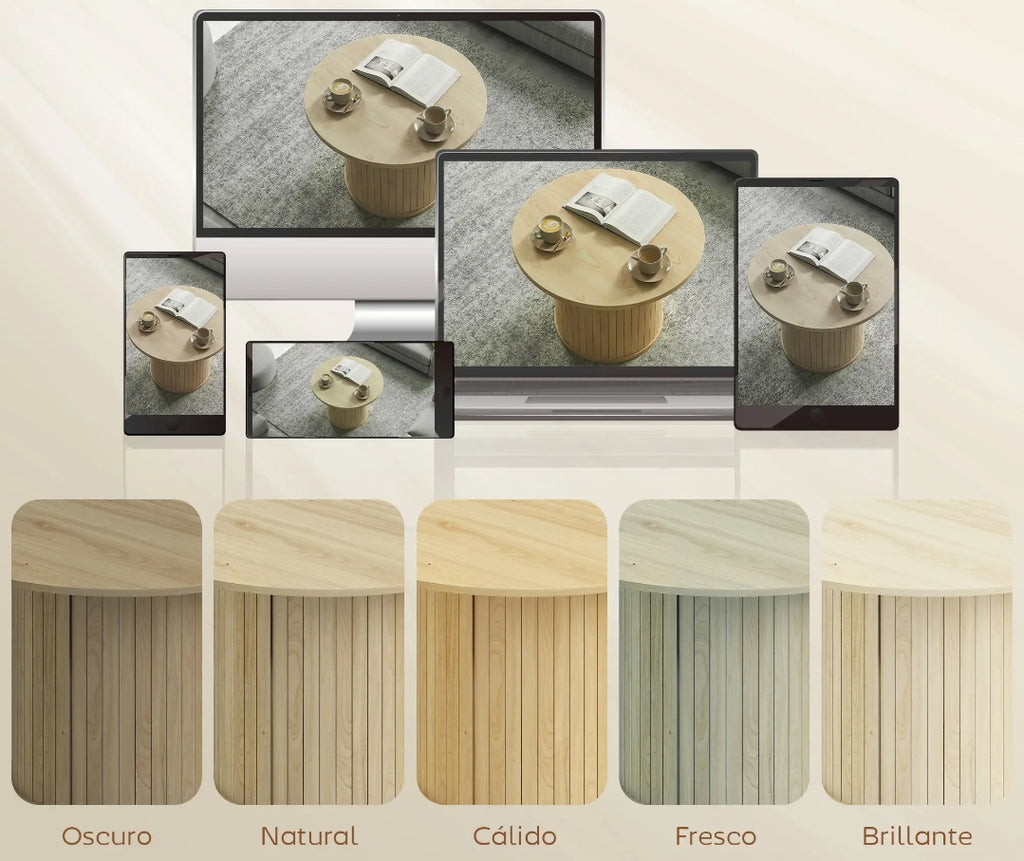 Mesa de Centro Redonda Ø60 cm Madera Natural | MooM Decó