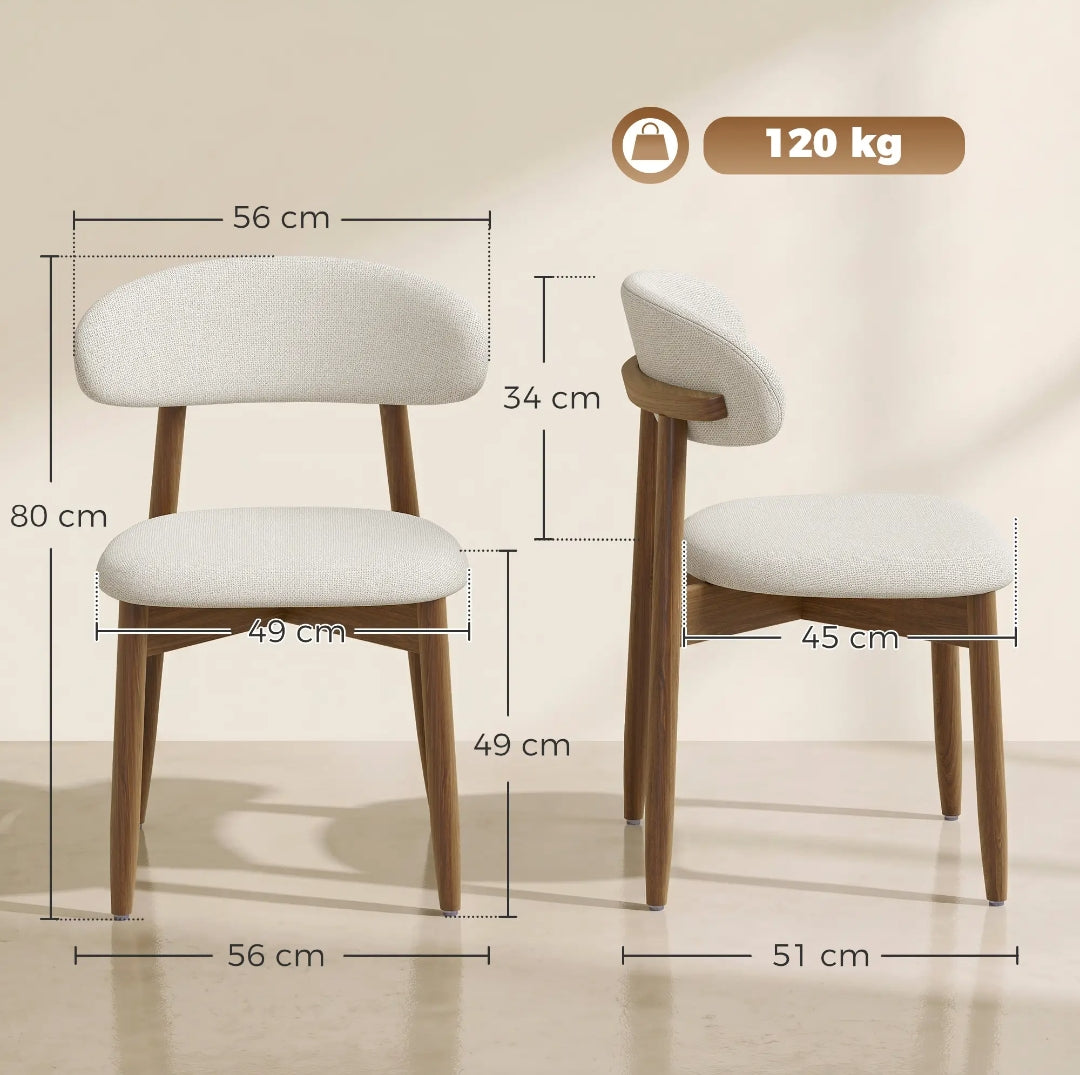 Pack Sillas Comedor Crema y Nogal Tapizadas | MooM Decó