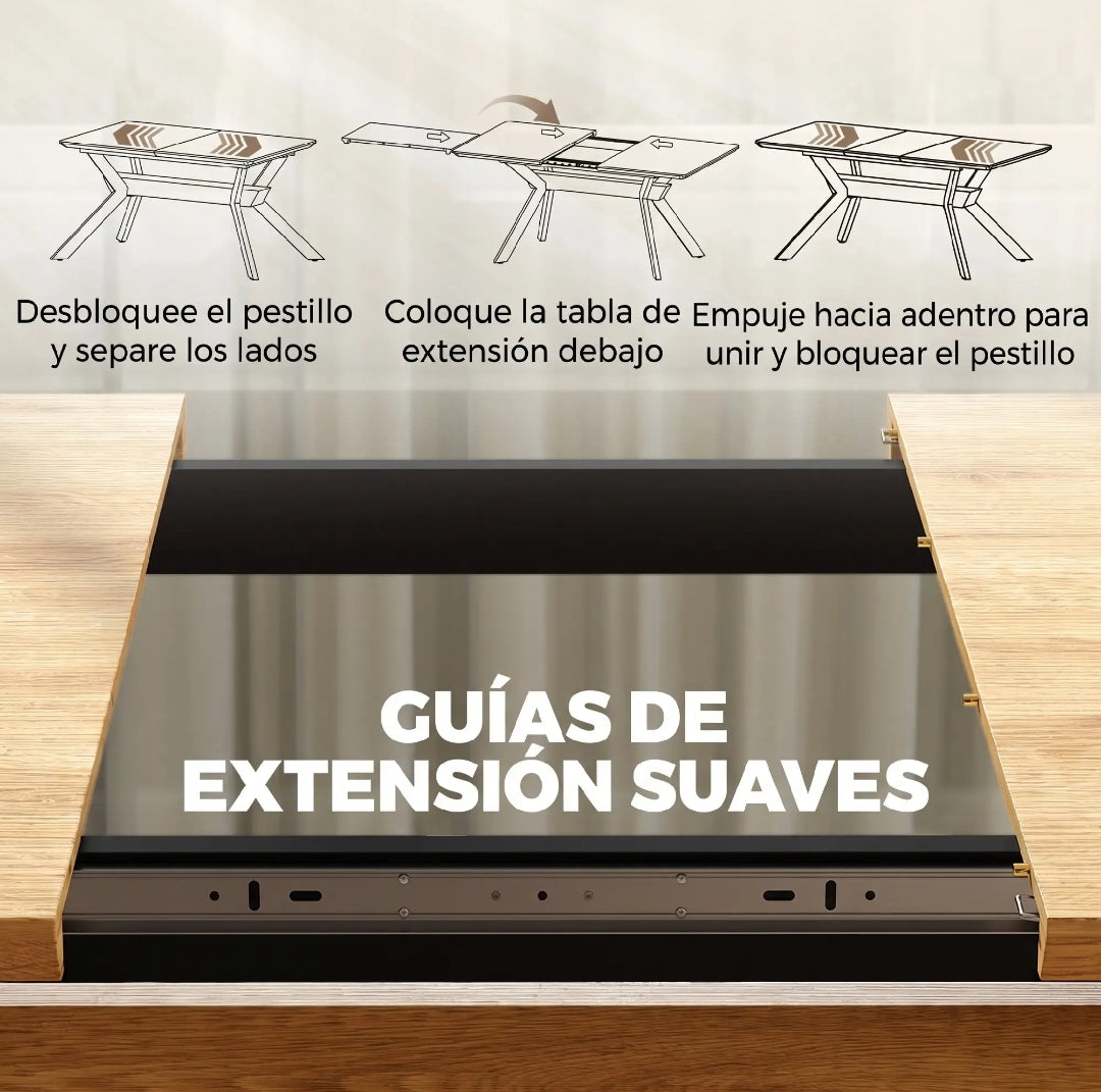 Mesa Comedor Extensible 130-170 cm Roble y Negro | MooM Decó