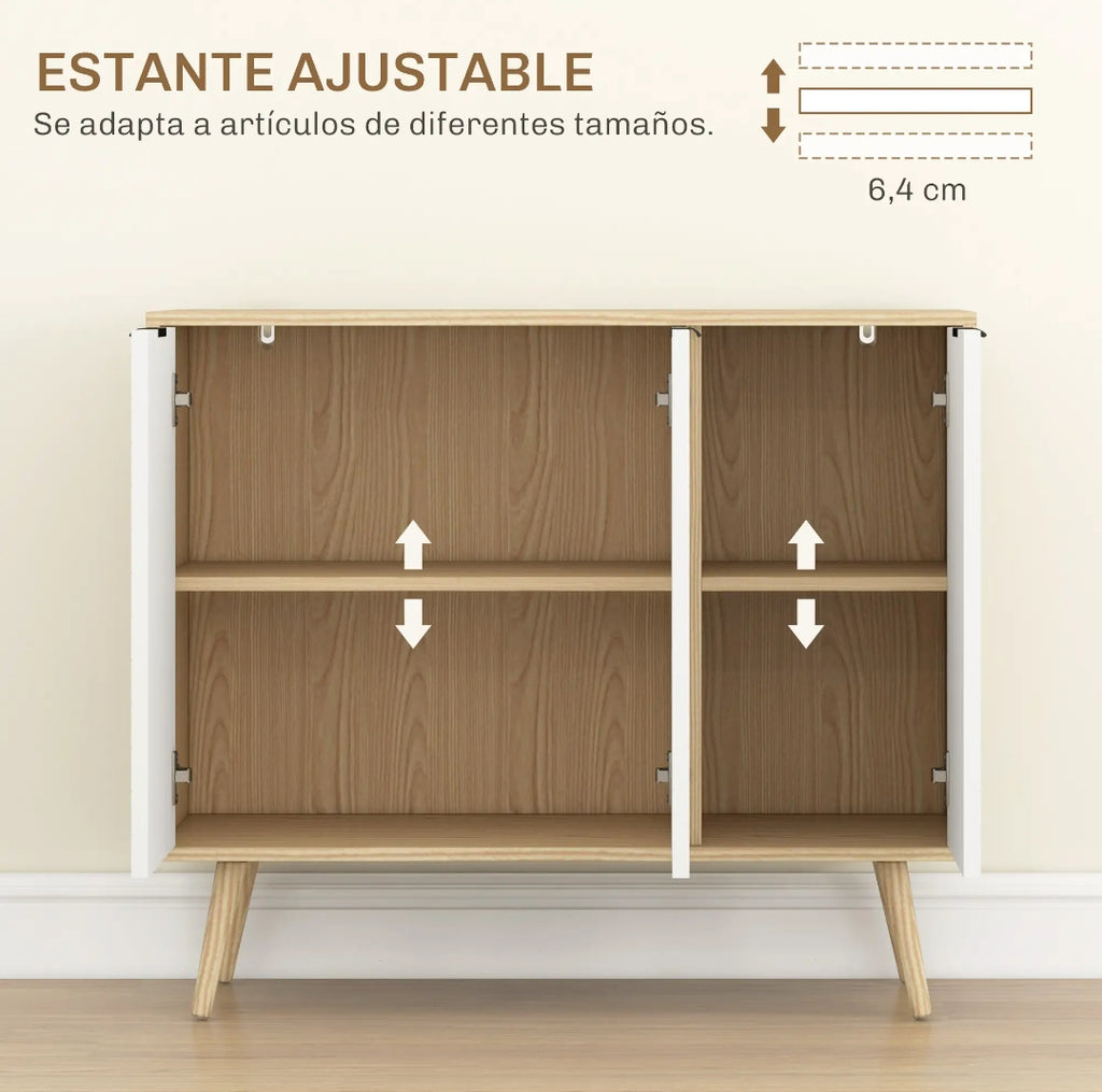 Aparador Buffet Blanco y Madera con 3 Puertas | MooM Decó