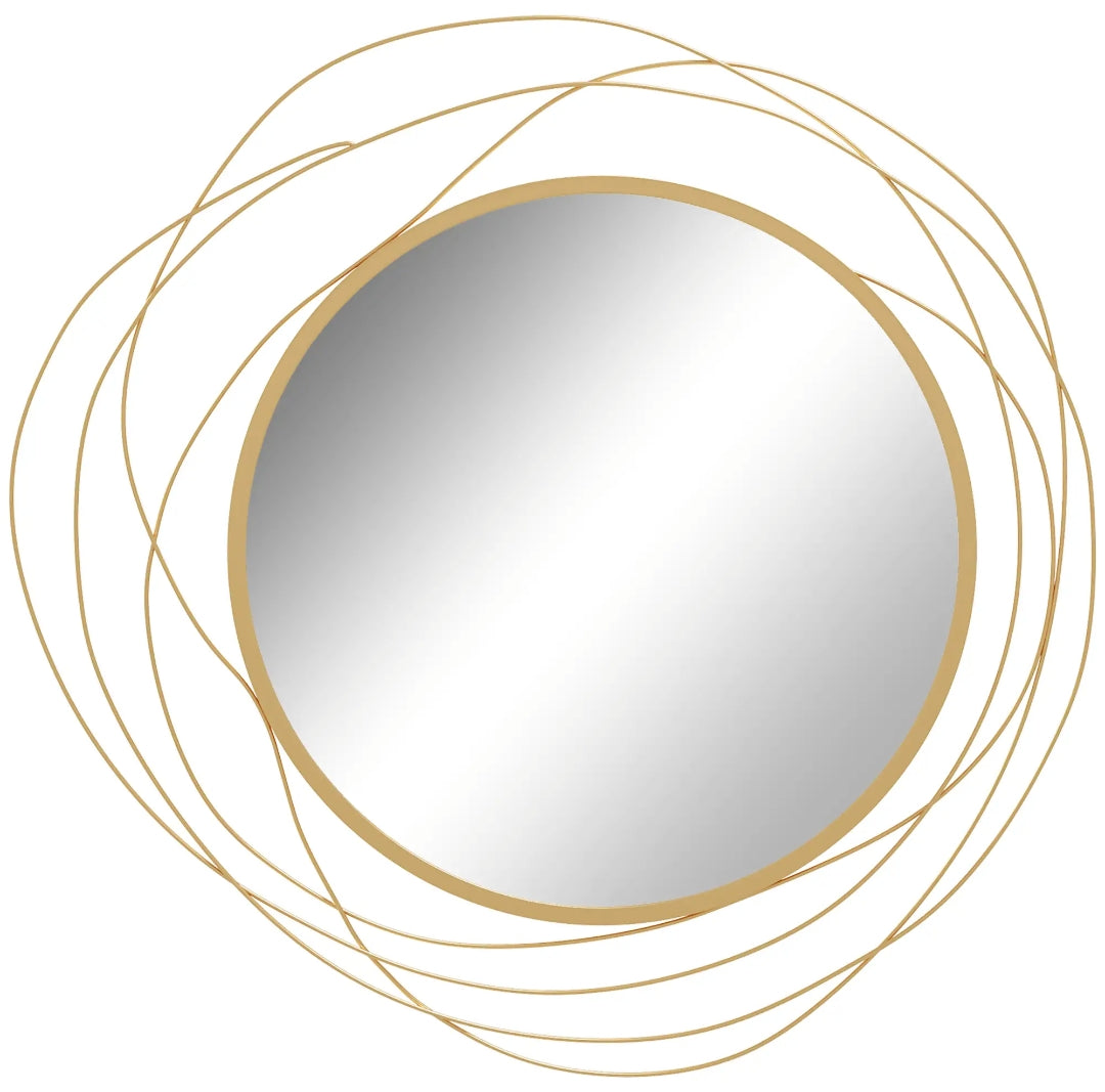 Espejo Decorativo Redondo Dorado con Marco Abstracto Ø65 cm | MooM Decó