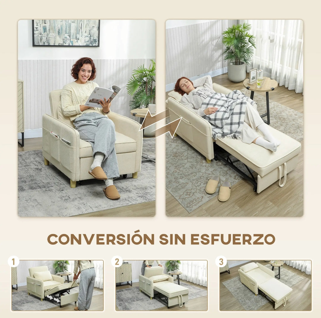 Sillón Cama Individual 3 en 1 Verde Oscuro 180 cm | MooM Decó