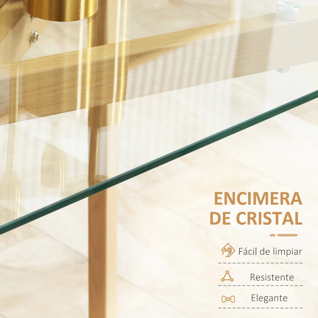 Mesa de Comedor de Cristal Templado 120 cm para 4 Personas | MooM Decó