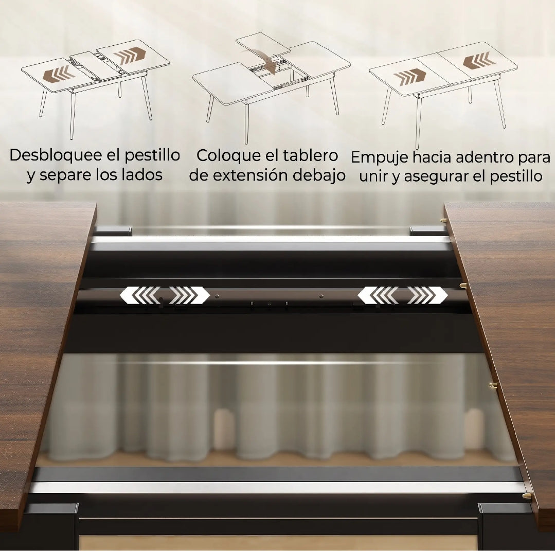 Mesa de Comedor Extensible 130-160 cm Nogal 4-6 Personas | MooM Decó
