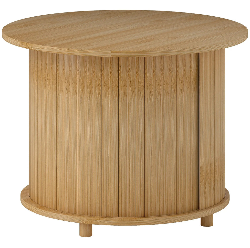 Mesa de Centro Redonda de Bambú Ø60 cm con Almacenaje | MooM Decó