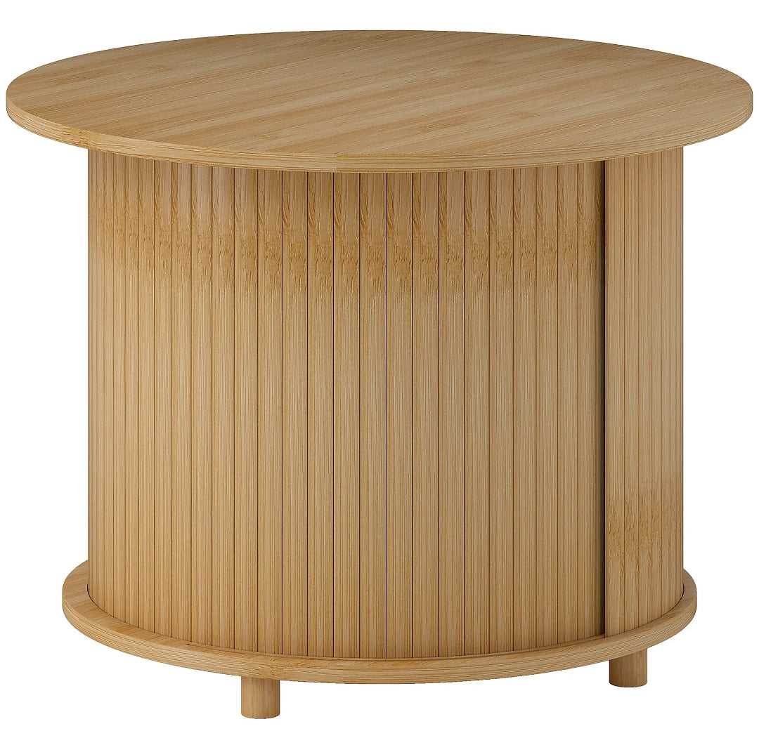 Mesa de Centro Redonda de Bambú Ø60 cm con Almacenaje | MooM Decó