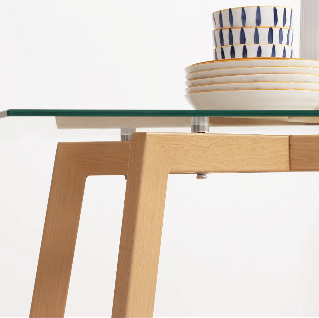 Mesa de Comedor de Cristal Templado 120 cm para 4 Personas | MooM Decó