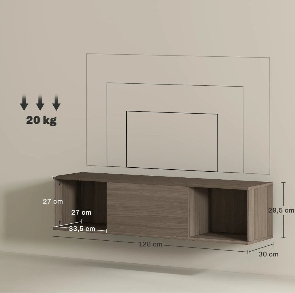 Mueble TV Colgante 120 cm Efecto Madera Marrón | MooM Decó