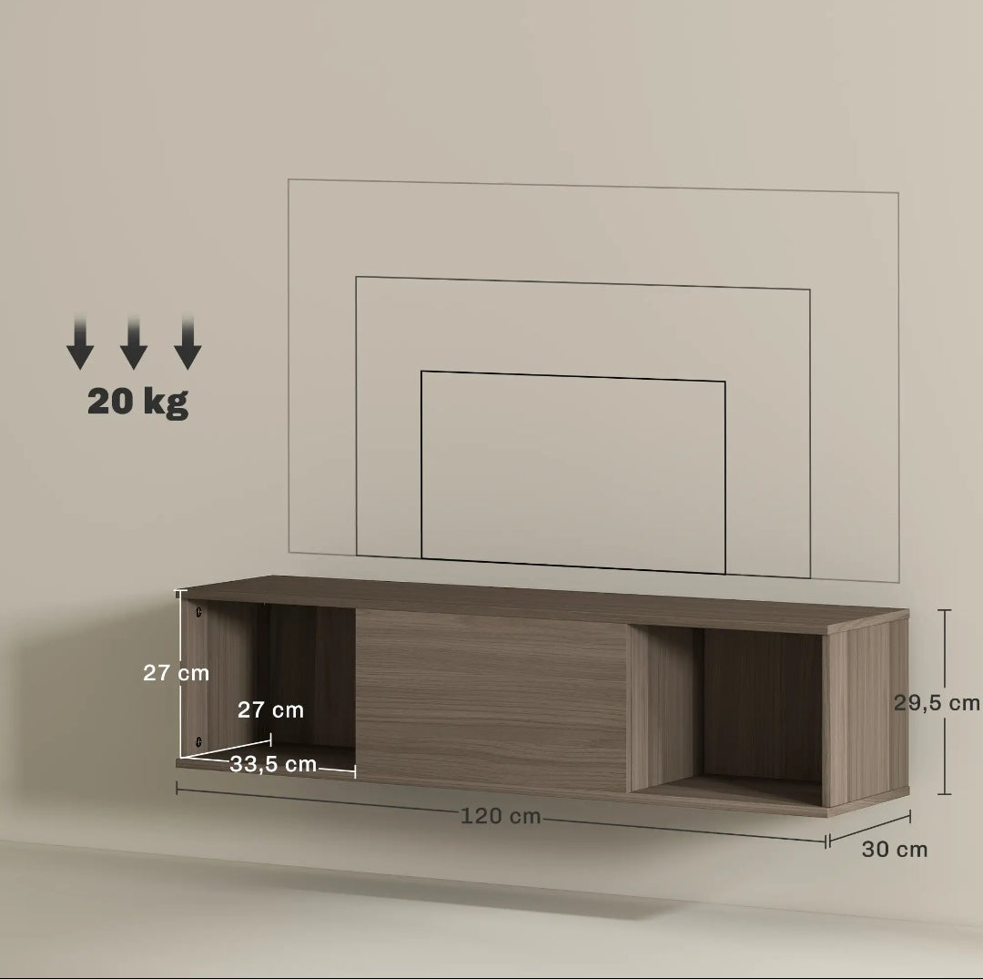 Mueble TV Colgante 120 cm Efecto Madera Marrón | MooM Decó