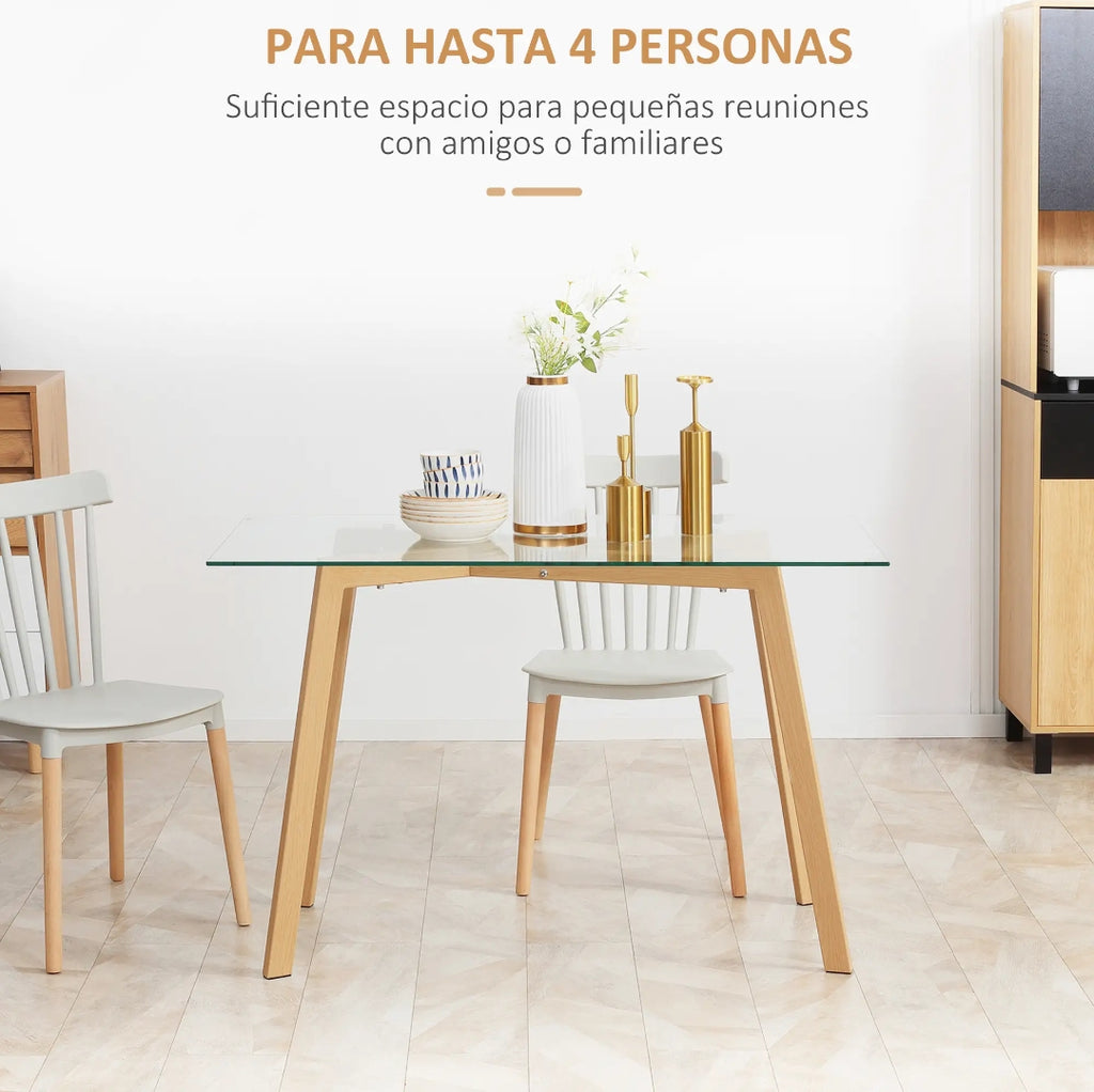 Mesa de Comedor de Cristal Templado 120 cm para 4 Personas | MooM Decó
