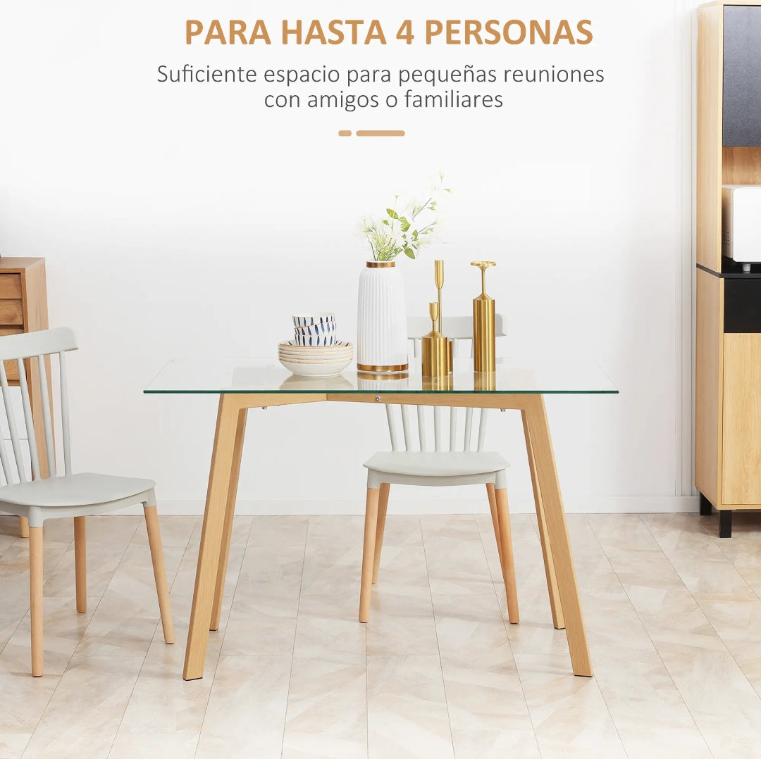 Mesa de Comedor de Cristal Templado 120 cm para 4 Personas | MooM Decó