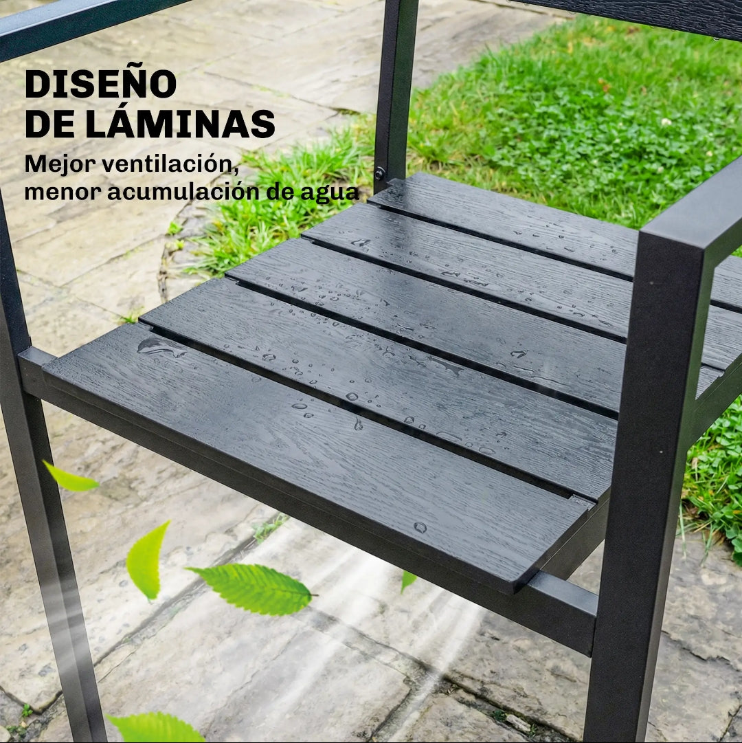 Pack de 4 Sillas de Jardín Apilables con Reposabrazos y Estructura de Acero para Exterior