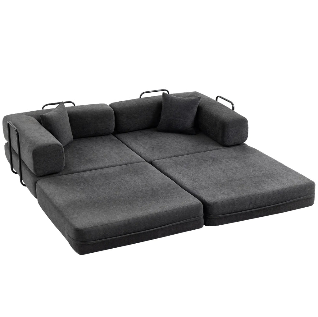 Sofá Cama de 2 Plazas en Chenilla Gris Oscuro | MooM Decó