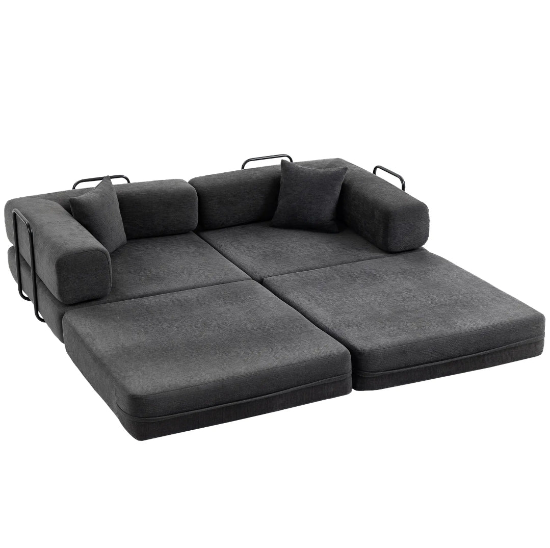 Sofá Cama de 2 Plazas en Chenilla Gris Oscuro | MooM Decó
