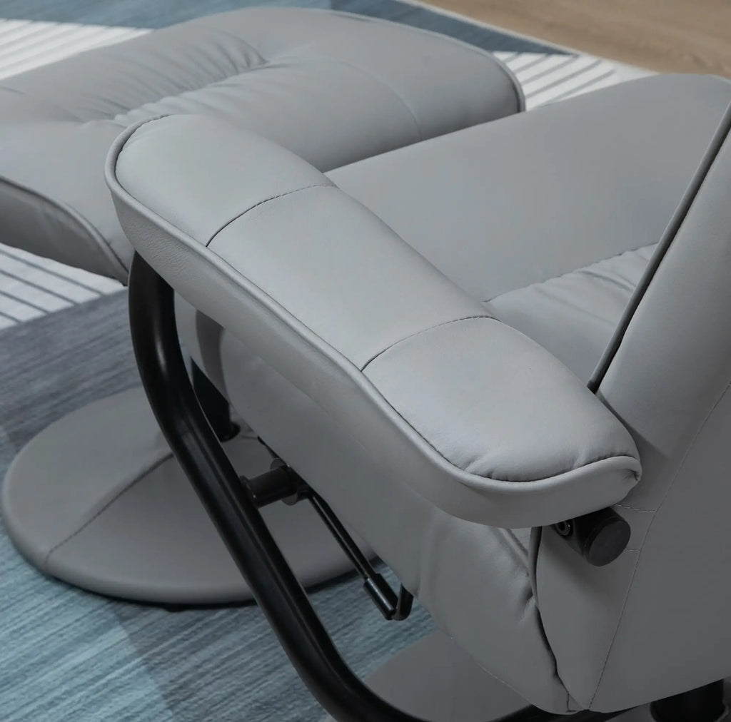 Sillón Relax de Masaje Reclinable Giratorio 360° con Reposapiés Gris | MooM Decó