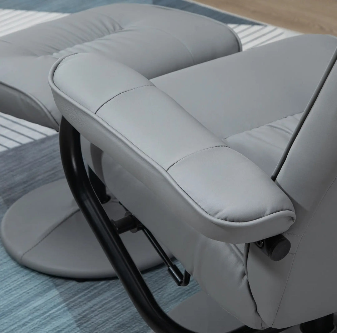 Sillón Relax de Masaje Reclinable Giratorio 360° con Reposapiés Gris | MooM Decó
