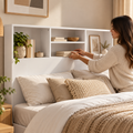 Cabecero de Cama 140 cm Blanco con Almacenaje | MooM Decó