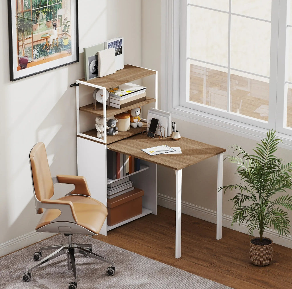 Escritorio Plegable con Estantería 105 cm Natural | MooM Decó