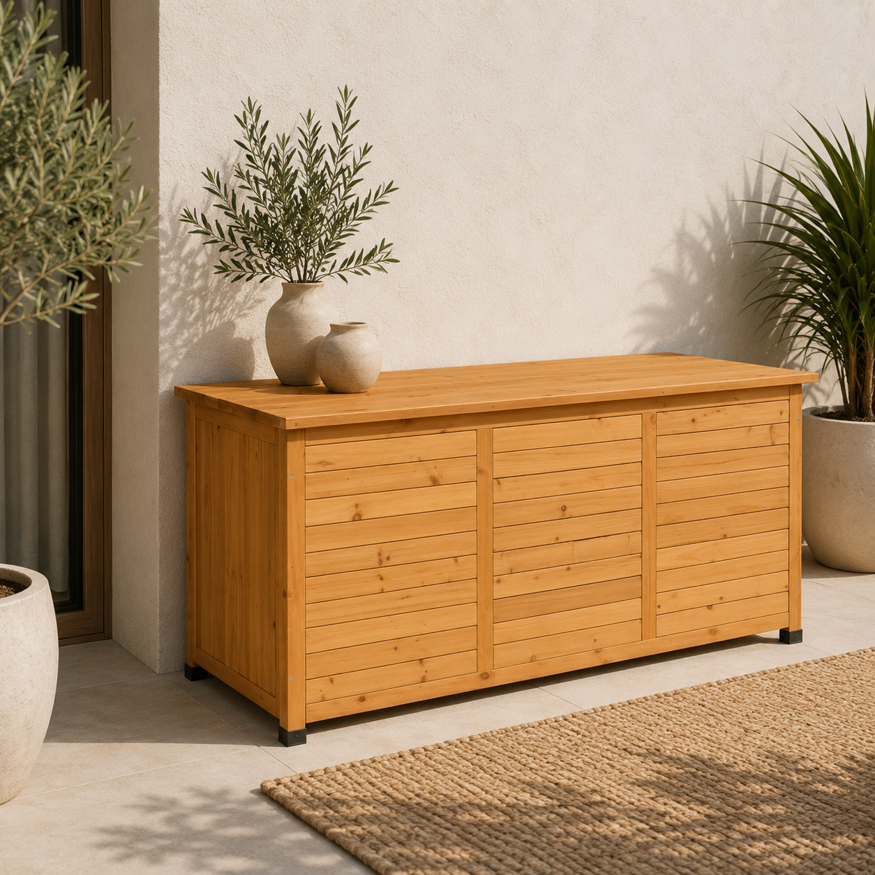 Baúl de Madera Exterior para Jardín 284 L con Tapa Abatible | MooM Decó
