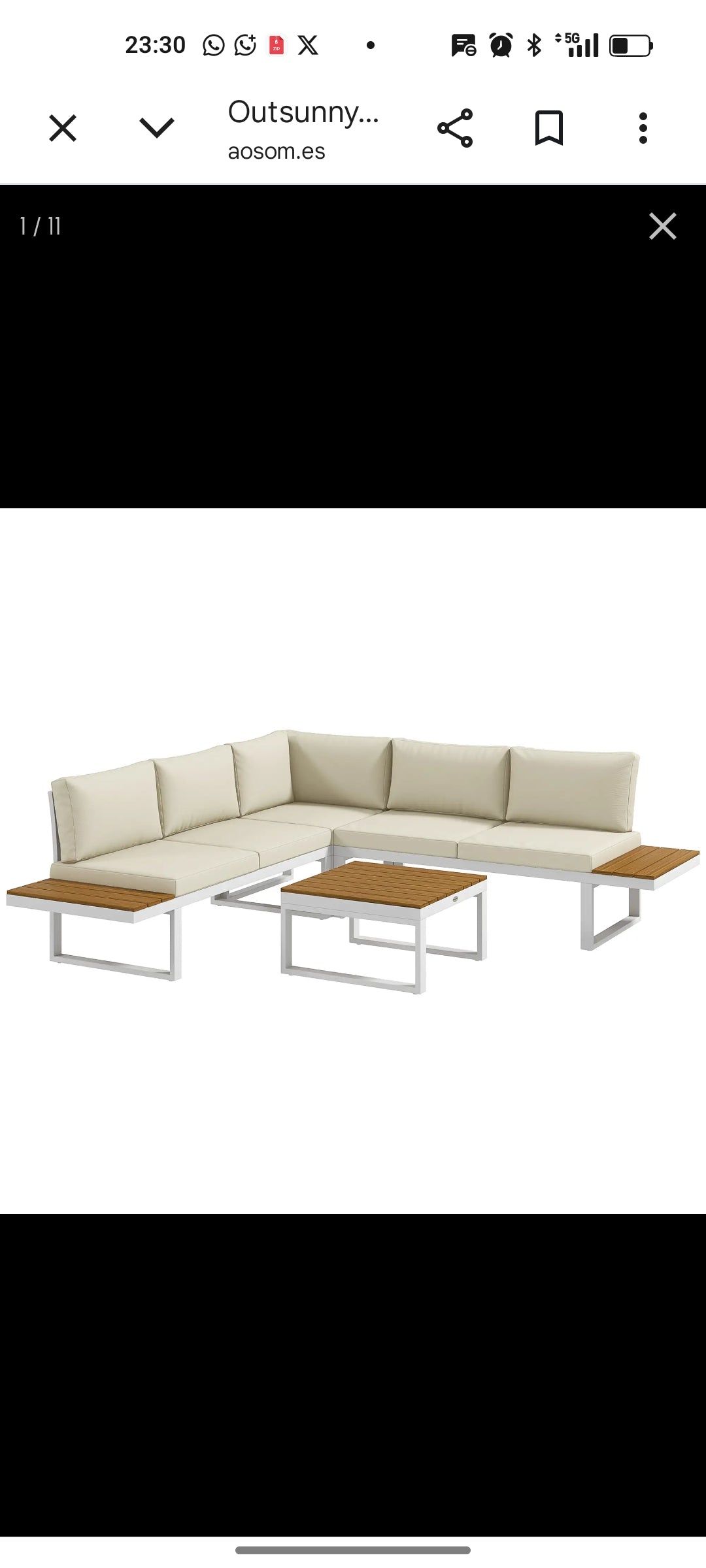 Conjunto de Jardín de Ratán 3 Piezas con Chaise Longue, Sofá 2 Plazas y Mesa de Centro con Cojines