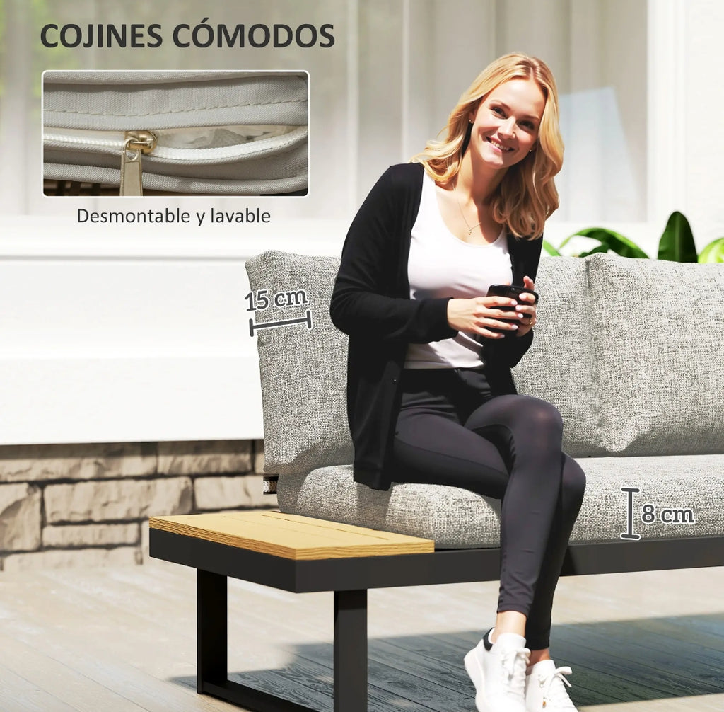 Sofa rinconera Exterior múltiposición más mesa