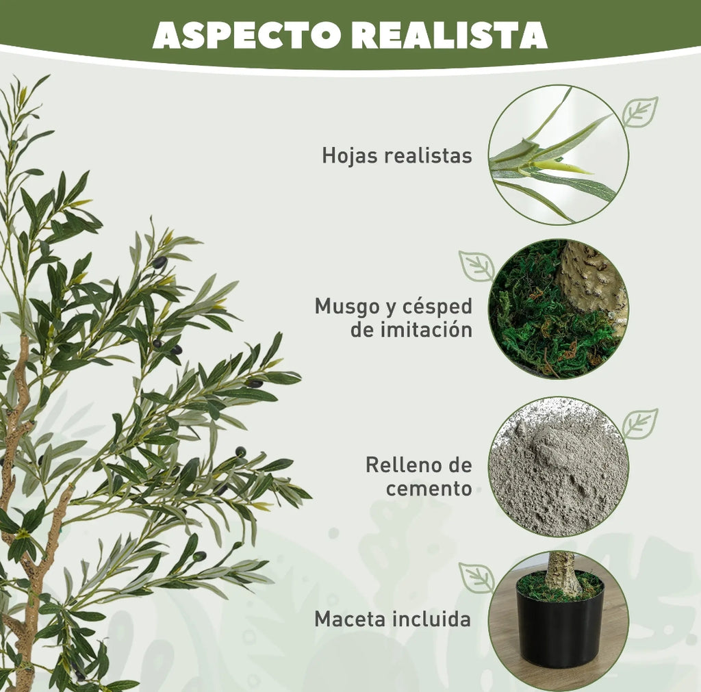Olivo Artificial Realista de 150 cm con Maceta | MooM Decó