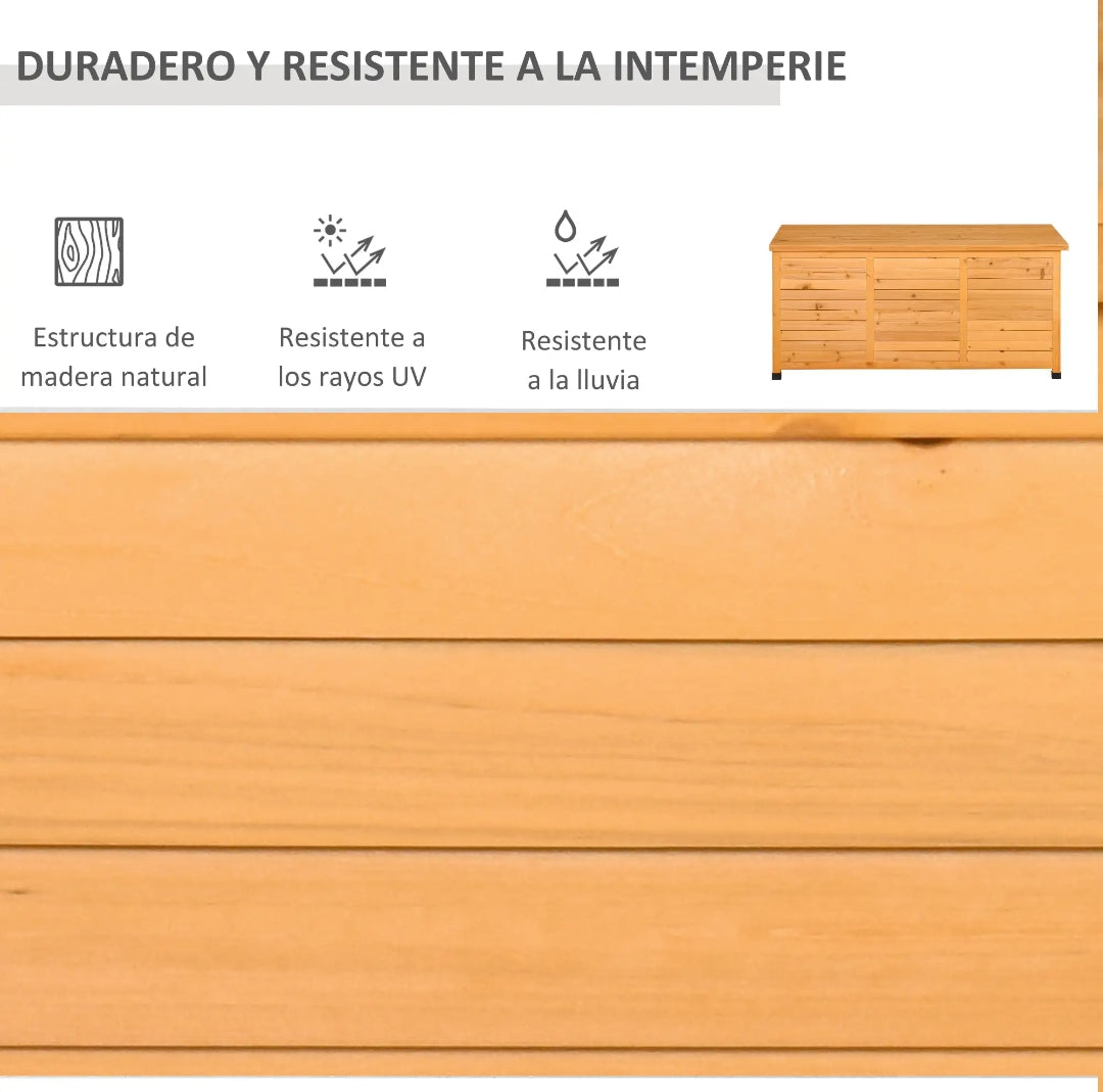 Baúl de Madera Exterior para Jardín 284 L con Tapa Abatible | MooM Decó