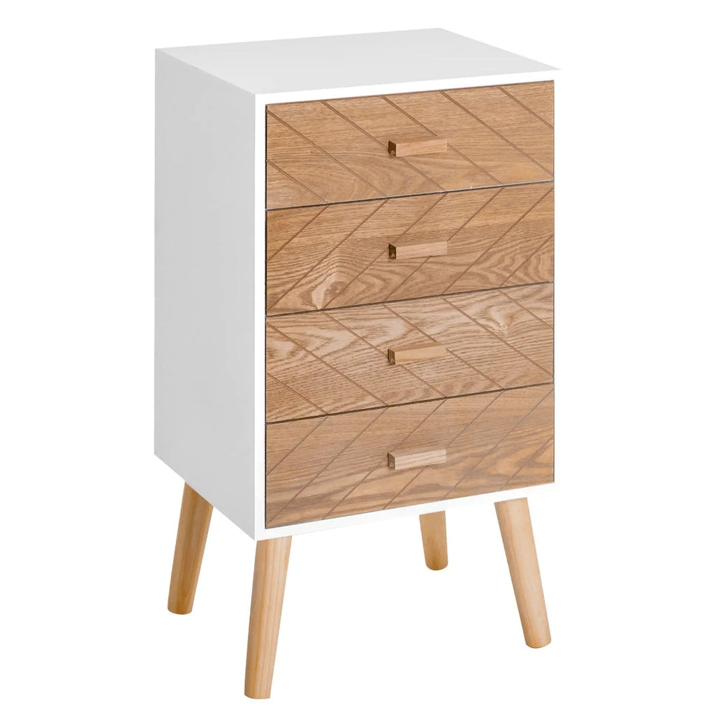 Cajonera Auxiliar Blanca con Patas de Madera 75 cm | MooM Decó