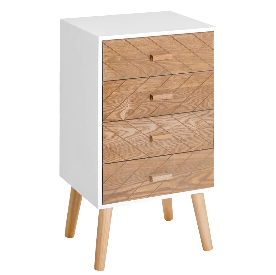 Cajonera Auxiliar Blanca con Patas de Madera 75 cm | MooM Decó
