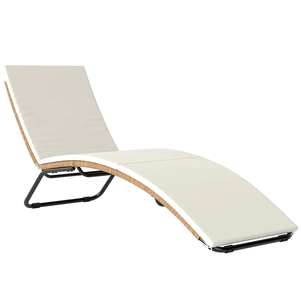 Tumbona de Jardín Ergonómica de Ratán PE con Cojín Largo y Diseño en S para Terraza y Piscina