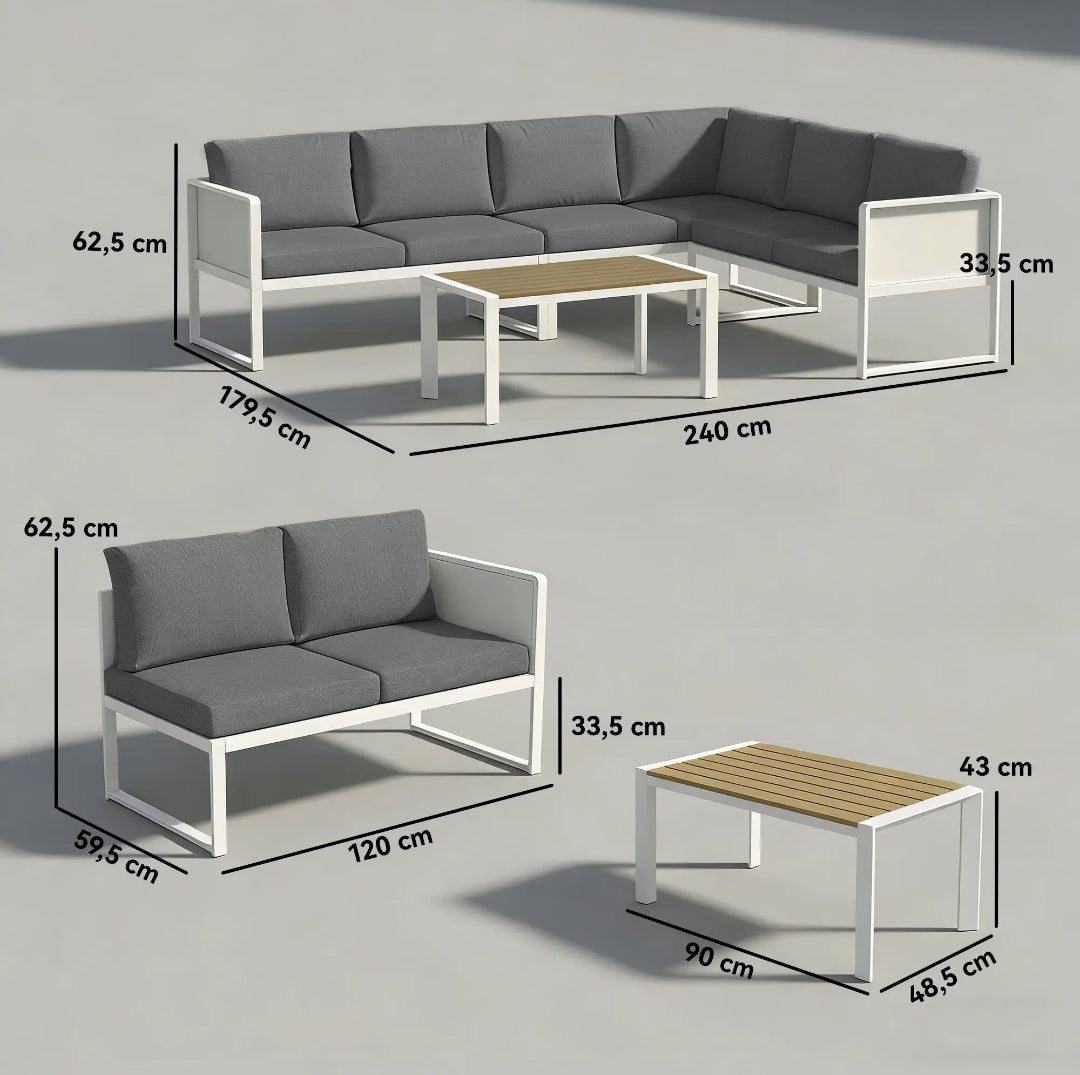 Conjunto de Jardín Modular para 6 Personas con Mesa WPC | MooM Decó