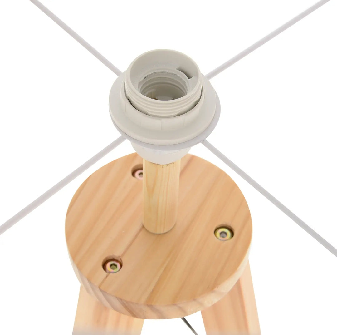 Lámpara de Pie Trípode Madera y Beige 154 cm | MooM Decó