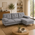 Sofá Esquinero con Chaise Longue Derecha de Chenilla Gris 215 cm | MooM Decó