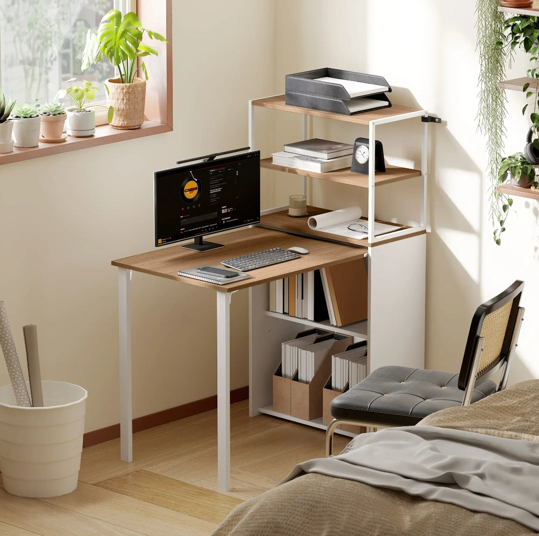 Escritorio Plegable con Estantería 105 cm Natural | MooM Decó