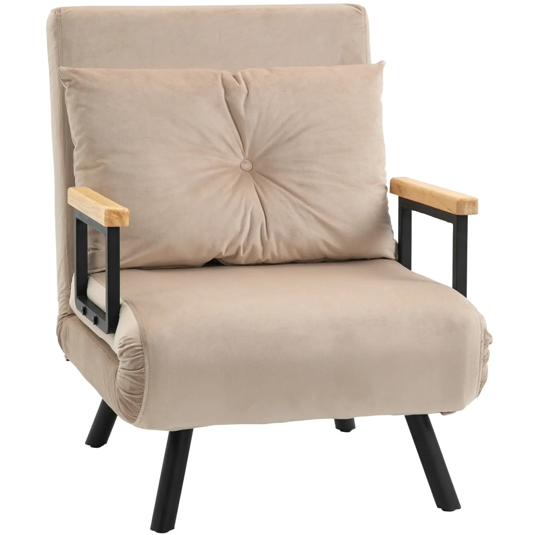 Sofá Cama Convertible 4 en 1 de Terciopelo con Respaldo Reclinable y Cojín