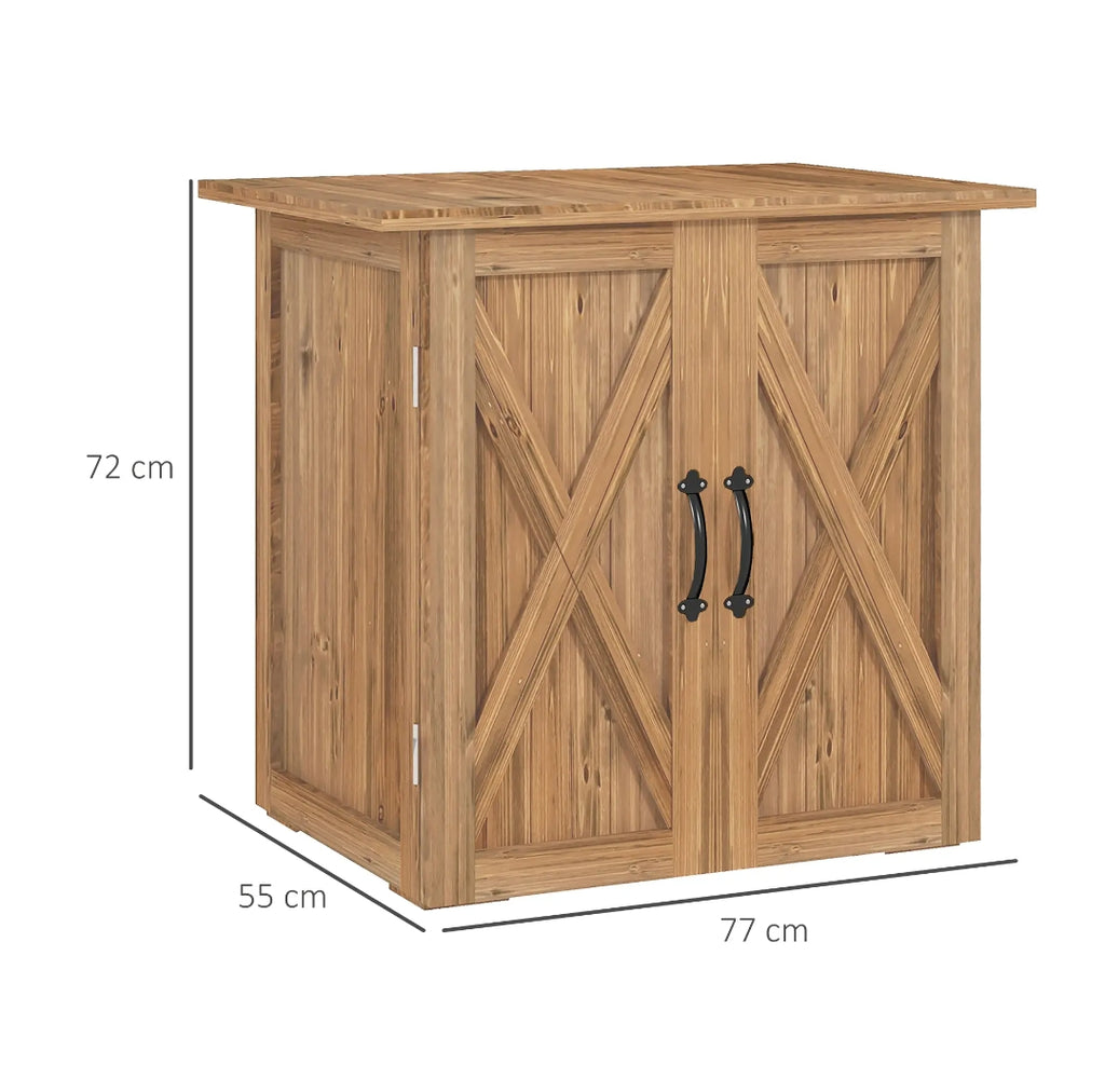Armario de Exterior de Madera para Herramientas con Doble Puerta y Cierre Magnético 77x55x72 cm