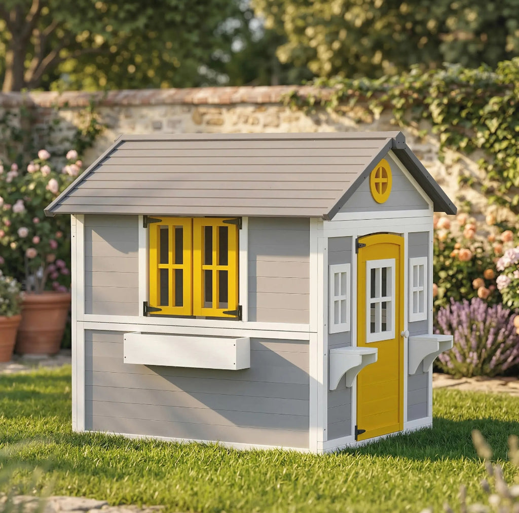 Casita Infantil de Madera para Jardín con Puerta y Ventanas | 112x126x135 cm | MooM Decó