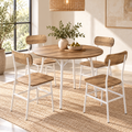 Mesa Redonda con 4 Sillas Ø100 cm Natural y Blanco | MooM Decó