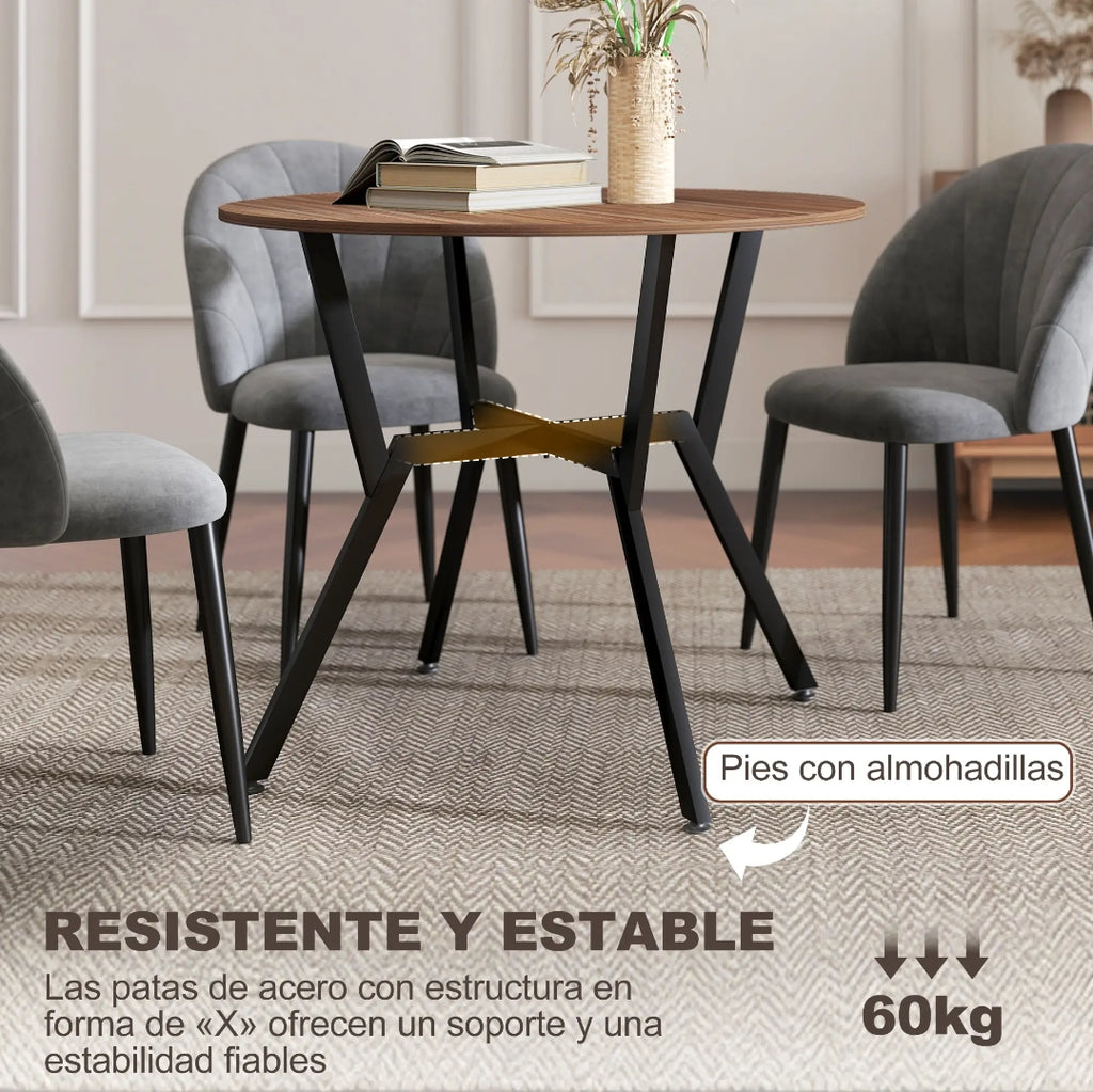 Mesa de Comedor Redonda Ø90 cm Industrial Madera y Acero | MooM Decó