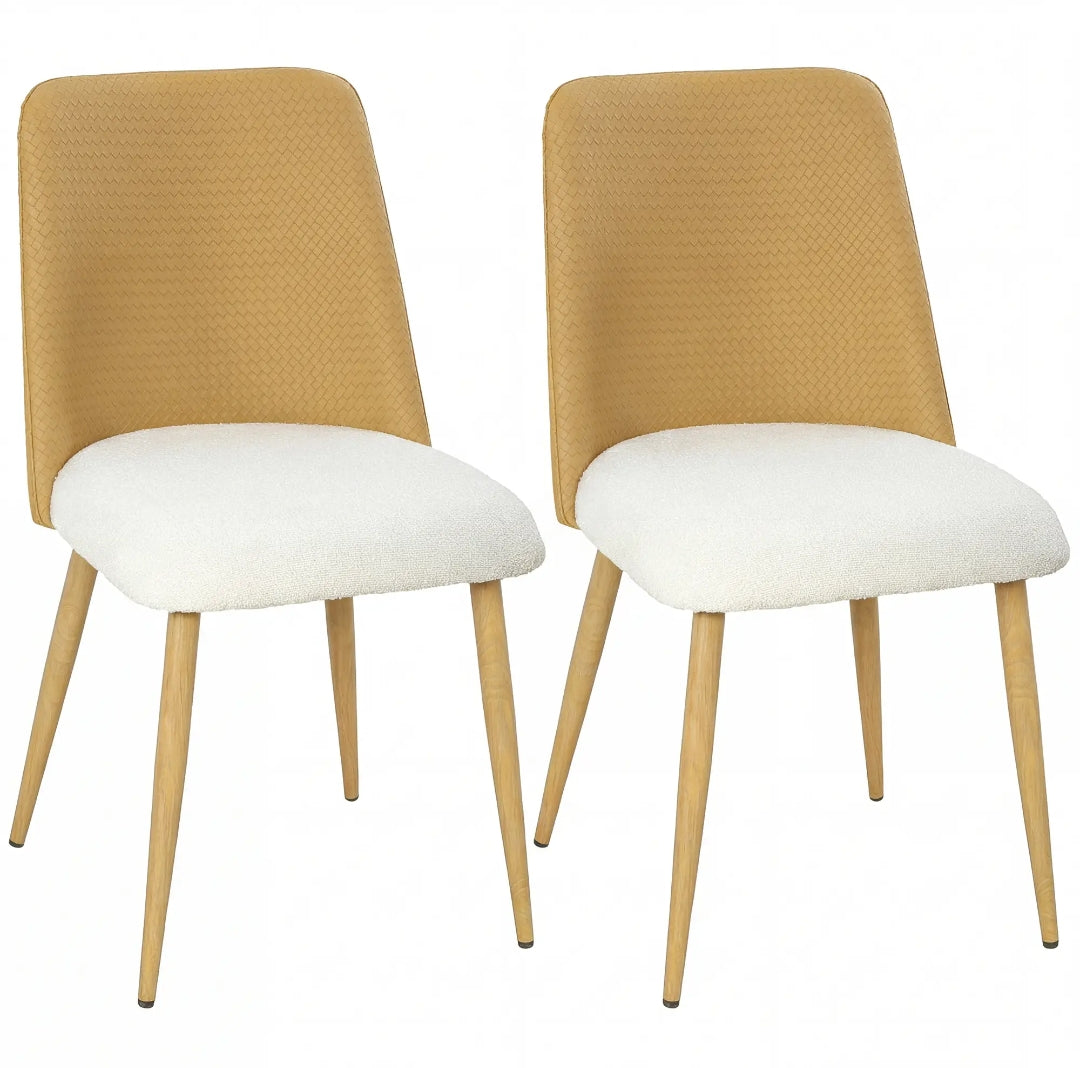 Juego de 2 Sillas de Comedor piel PU con Asiento Acolchado y Patas de Acero