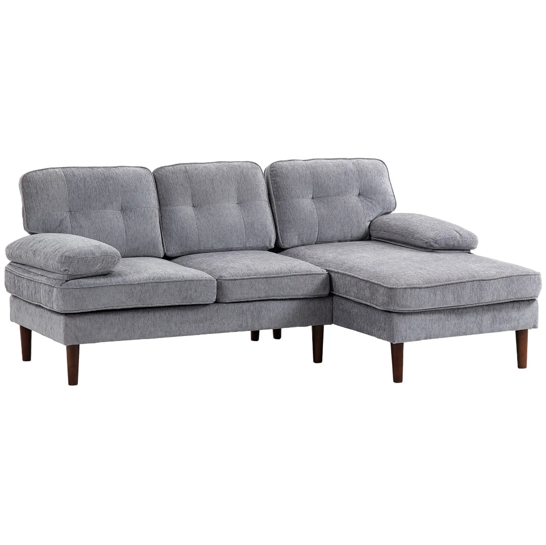 Sofá Esquinero con Chaise Longue Derecha de Chenilla Gris 215 cm | MooM Decó