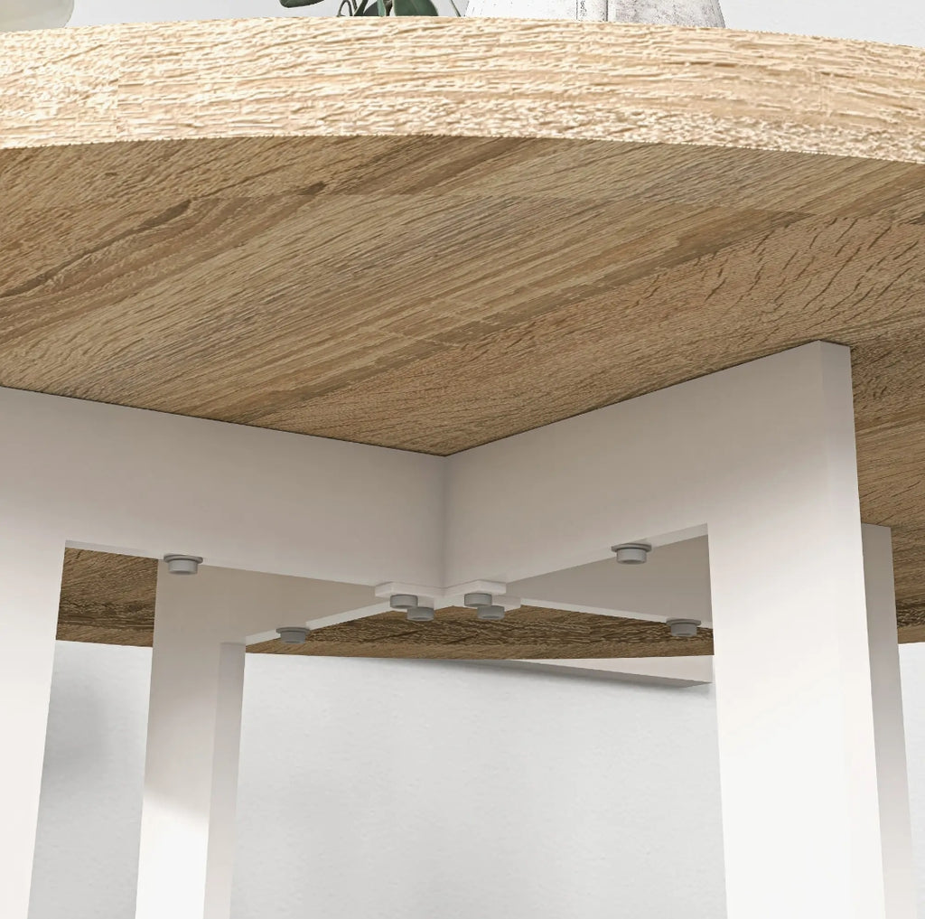 Mesa Redonda Ø80 cm Roble Natural y Blanco | MooM Decó