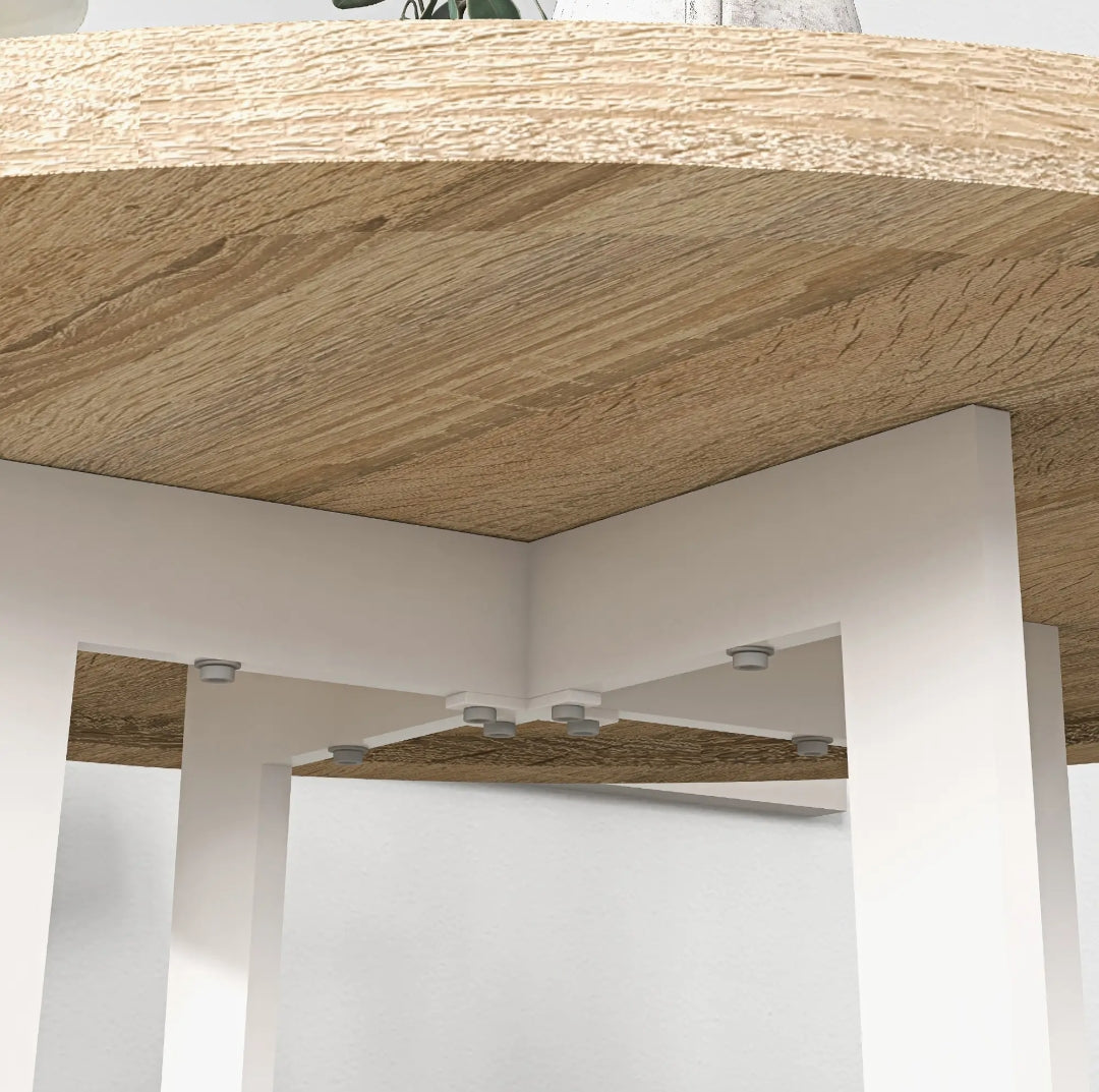 Mesa Redonda Ø80 cm Roble Natural y Blanco | MooM Decó