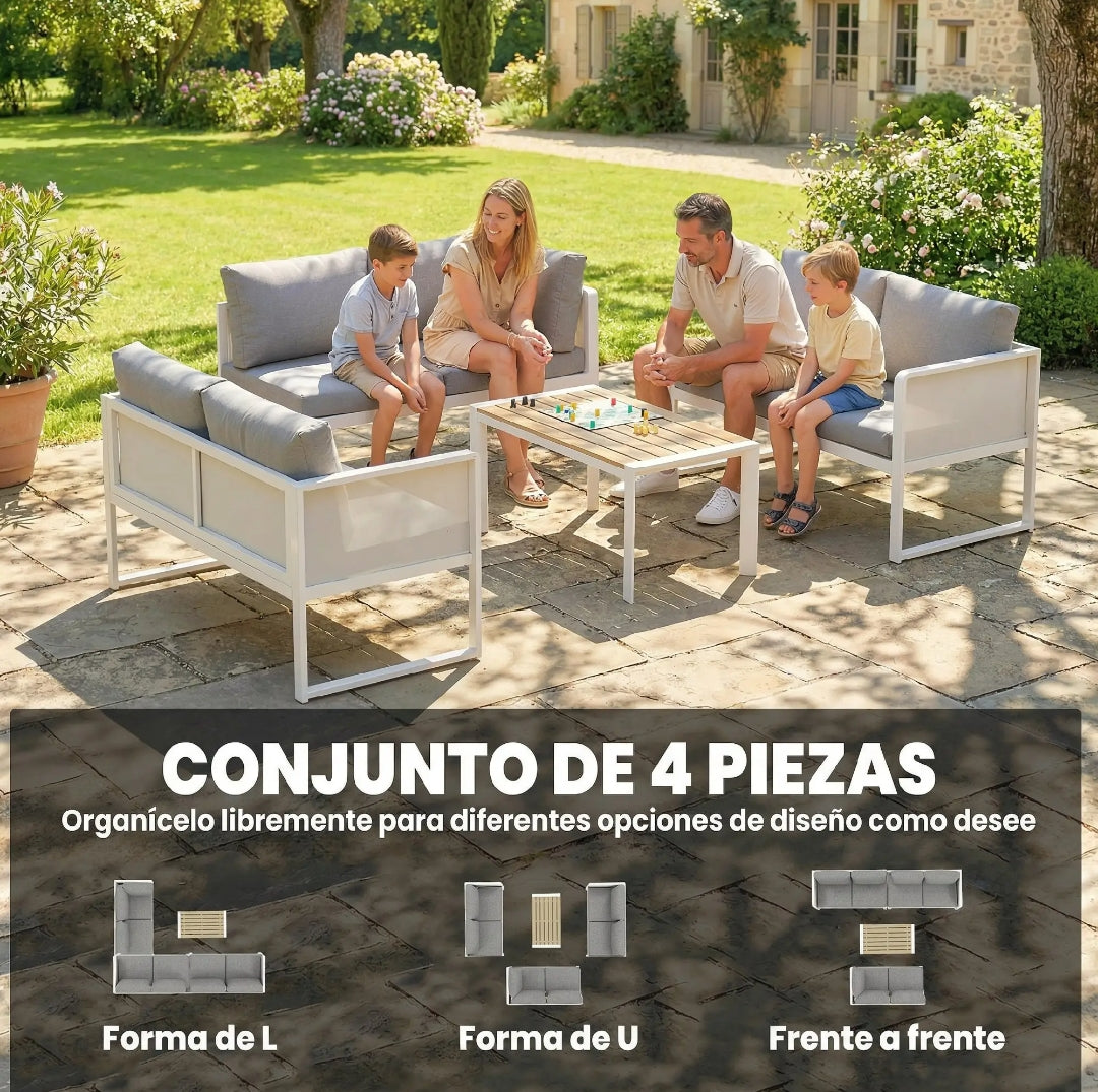 Conjunto de Jardín Modular para 6 Personas con Mesa WPC | MooM Decó