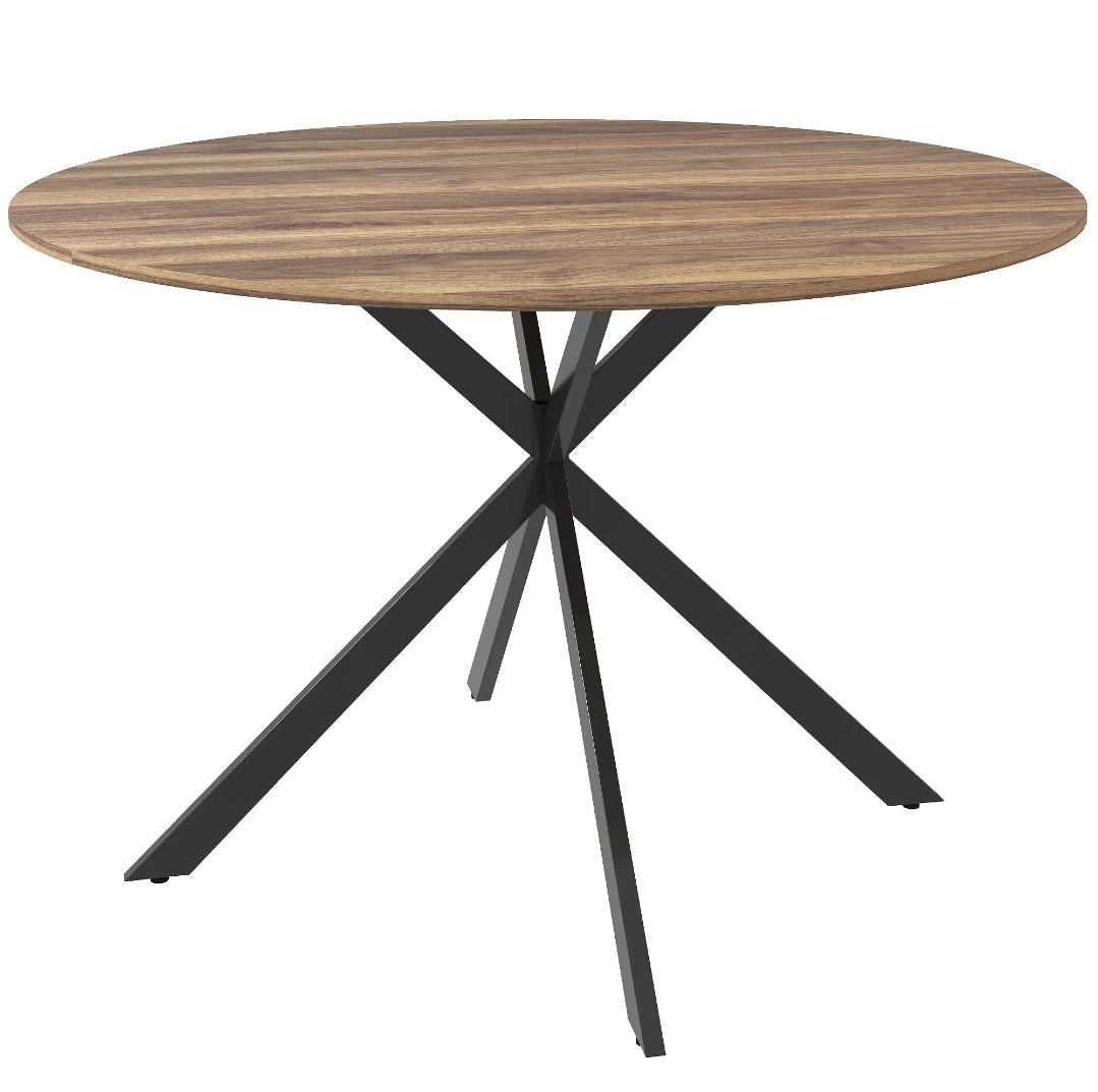 Mesa de Comedor Redonda Ø120 cm Industrial Efecto Madera | MooM Decó